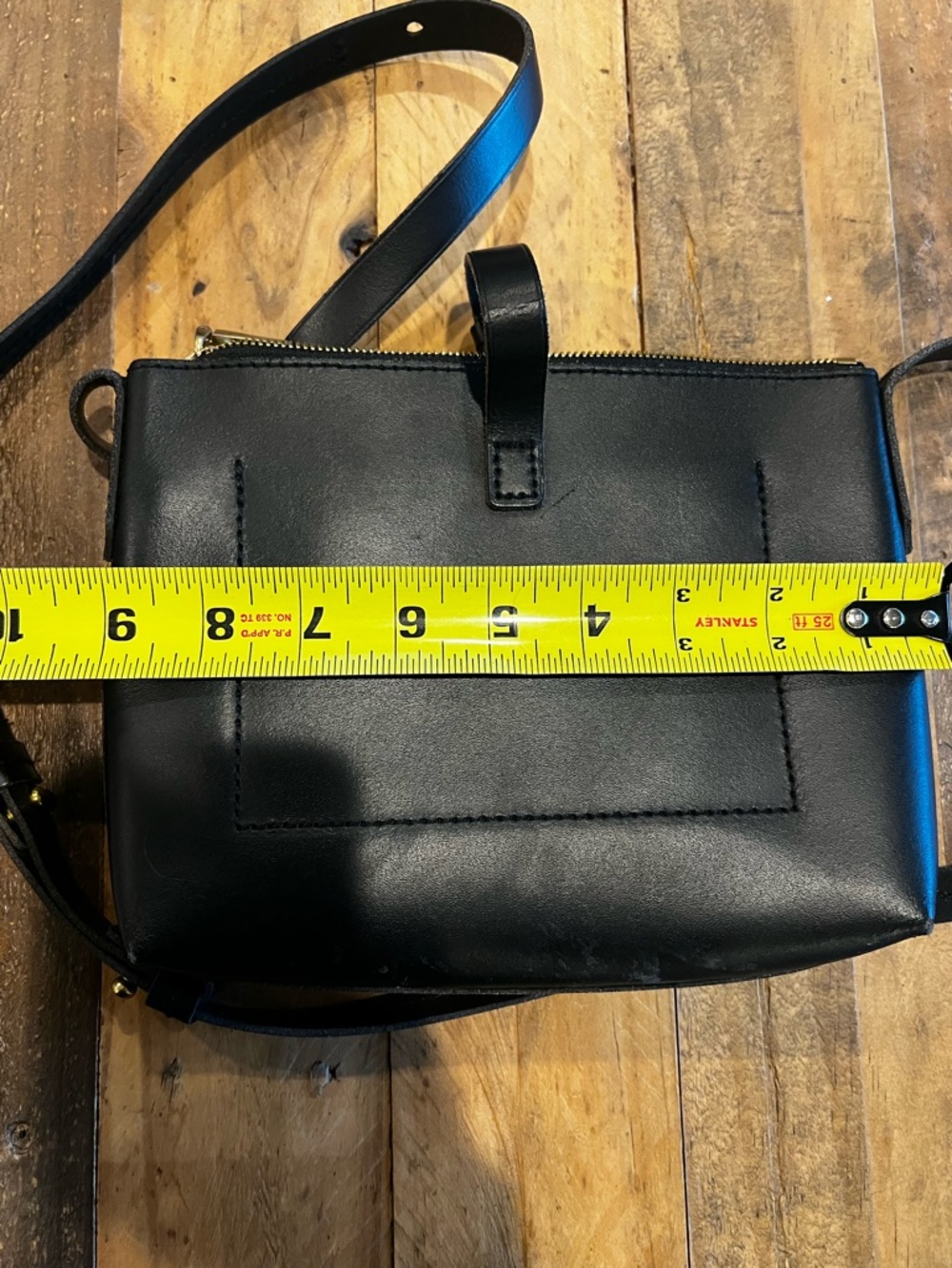 J.Crew Black Leather Crossbody Bag Minimalist Gold Hardware EUC - Picture 6 of 7
